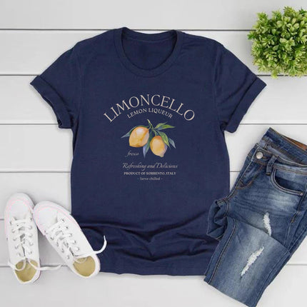 Limoncello T-Shirt Italy Lemons T-shirt Women Short Sleeve O-neck T-shirts Graphic T Shirts Amalfi Coast Italian Summer Tops