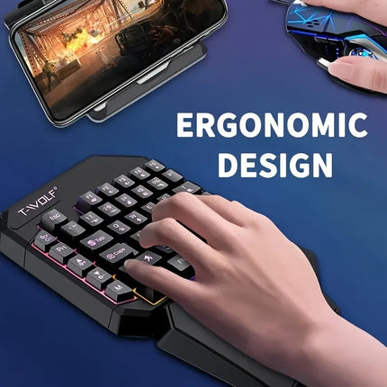 2 In1TF900 Gaming Keyboard and Mouse Set Ergonomic Wireless Gaming Keyboard 7 RGB Backlighting, for PUBG Mobile - product ima