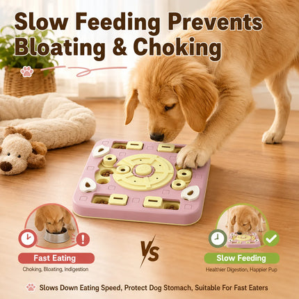 Dog Puzzle Feeder InteractiveTreatDispensing Slow Feeder Bowl, IQ Training Anti-slip Biteproof PetToyFor Small Medium Large Dogs