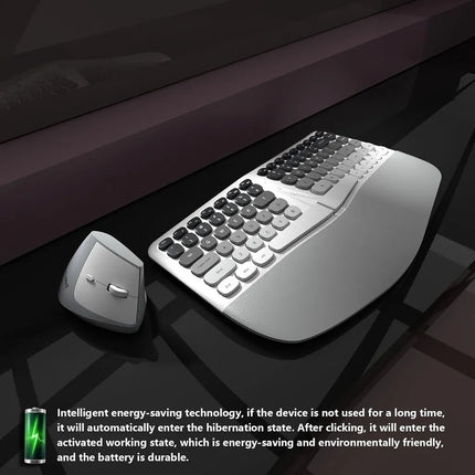 Jomaa Ergonomic Split Keyboard And Mouse Creamy Wireless Keyboard Silent Mice Set With Wrist Rest For Laptop, Pc - product im