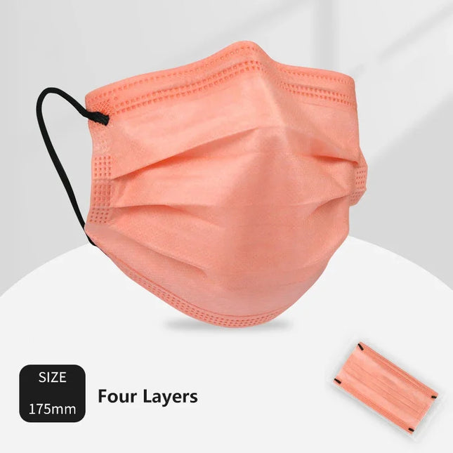 50Pcs 3/4 Layer Mask Face Masks Melt Blown Cloth Disposable Safety Anti-Dust Protective Masks Adults Non-wove Earloop Masque