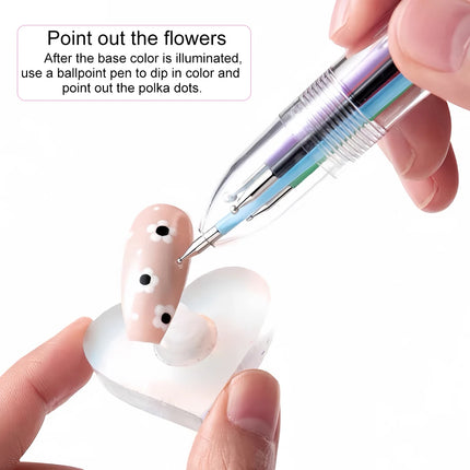 6-In-1 Dotting Pen for Nail Art, Featuring a Ballpoint Design with Size Markers And a Pressing Tip, Ideal for Nail Painting