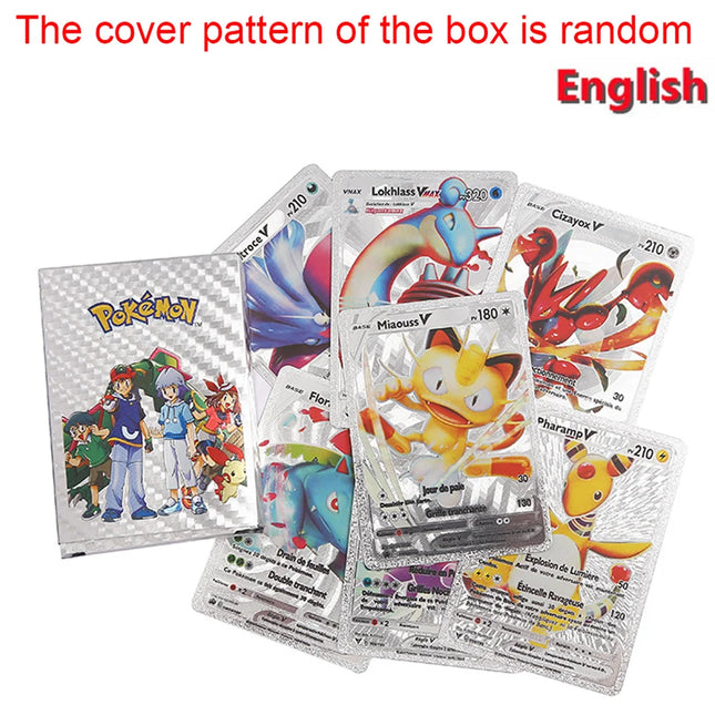55 Stück Pokémon Regenbogen Gold Silber Schwarz Folie Vmax Gx Karten Goldene Buchstaben Englisches Spiel Sammelkarten Kampf Serie Geschenk