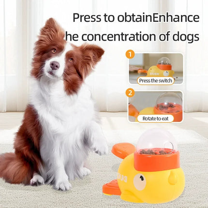 Yellow Duck Pet Feeder Interactive Toy For Cats Dogs Automatic Food Dispenser Training Device Funny Puzzle Slow Feeding Tool