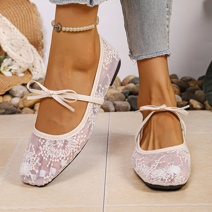 Spring/ Summer Elegant Square Toe Sexy Mesh Ballet Flat Shoes Fashionable Best Selling New Comfortable Large Size Women's Shoes