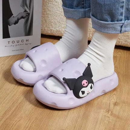 Cute Sanrio Kuromi My Melody Cinnamoroll Purin Cloud Platform Slippers Women Summer Soft Non-Slip Slides Indoor Beach Sandals