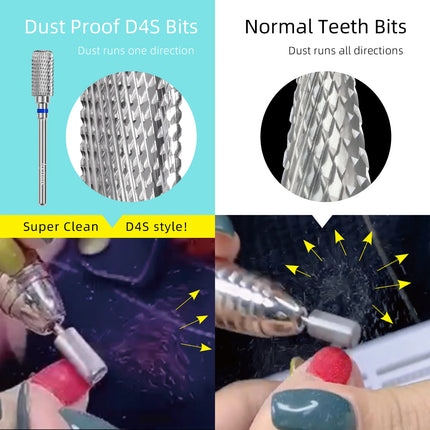 HYTOOS Safety Nail Drill Bits 13mm Barrel Dust Proof D4S Right-handed Carbide Drill Bits for Nails Electric Manicure Drills Tool