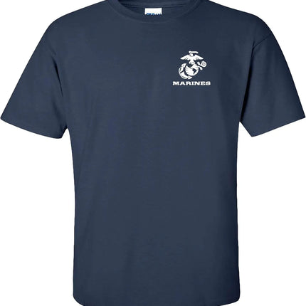 US Marines Chest T-Shirt White Emblem Crest Marine USMC Chest Shirt Short Sleeve Casual 100% Cotton T Shirt