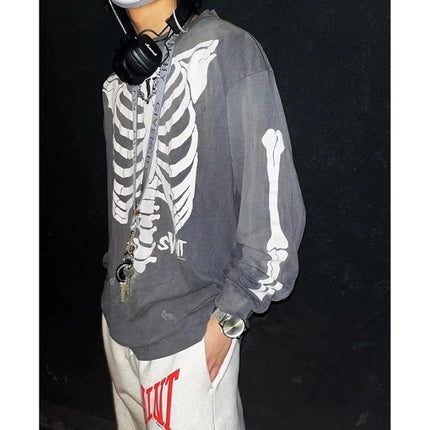 Saint O-Neck Long Sleeve Black Letter Arrival Washing Oversize Coat Loose T shirt Men Women High Quality Tee Simple Cotton Print