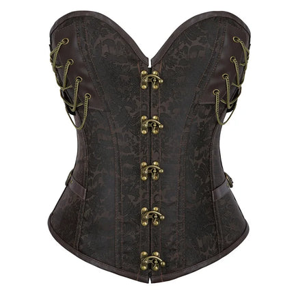 Steampunk Overbust Corset Retro Gothic Clothing Women Clubwear Bustiyer Corselet