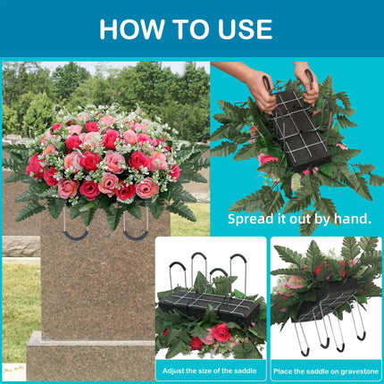 Cemetery Headstone Flower Saddle - artificial flowers for outdoor memorial (photo 6 of 12)