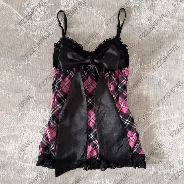 Subkultur Rock Gothic Y2k Tanktop Harajuku Gittermuster Streetwear Weste Mode Punk Ärmelloses Top Einzigartiges Crop Top Spicy Girls