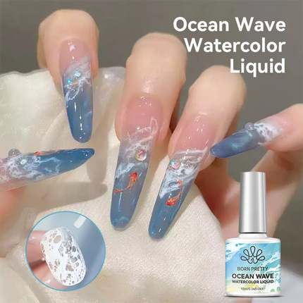 10ml White Bubble Ocean Wave Gel Nail Polish White Blooming Wave Nail Gel Stroke White Watercolor Liquid Nail Gel Polish DIY D#7