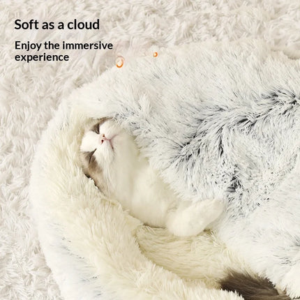 Winter Soft Plush With Cover Round Pet Bed Plush Comforter Nest Shell Cat Nest Semi-Enclosed Cat Nest Cat Dog Sleeping Nest