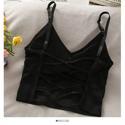 Womens Tops Sexy Tank Top Women Built In Bra Solid Color Camis for Women Crop Top Off Shoulder Sleeveless Camisole 2024 New