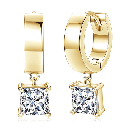 OXTAO Minimalist D VVS1 Moissanite Teardrop Earrings for Women Luxury Wide Band Drop Huggie Earrings Party Jewelry 14K Gold Filled