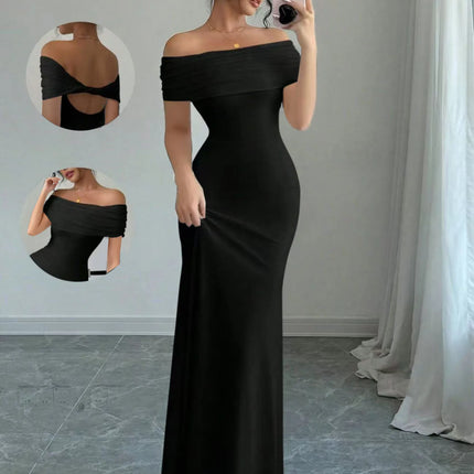 Off Shoulder Party Dress, Women‘s Sleeveless Sexy Bodycon Midi Dress, Elegant Bandage Cocktail Dress for Night Out