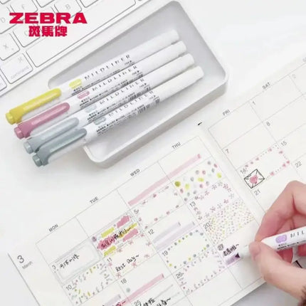 New Zebra Mildliner Highlighter Pastel Full Set 5 Colors Set Marker Pen Double Ended Art Stationery Supply for Drawing Painting