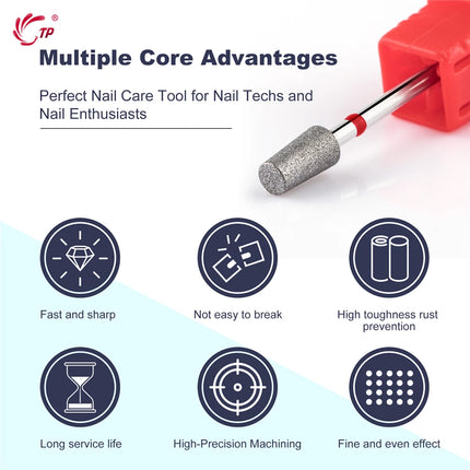 TP Nail Drill Bit for Polishing Natural Nails Cuticle Art File Tapered Electric Nail Files Cleaner Burr Perfect Prepping Bits