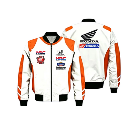 HRC HONDA Motorcycle Racing Men's and Women's Jacket Stand up Collar Full Zipper Windproof Motorcycle Rider Casual Sports Coat