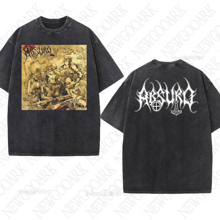 Black Metal Absurd Washed T Shirt Band Gothic Gift Mens Clothing Graphic Vintage Hip Hop T-shirt Streetwear Tees Short Sleeve