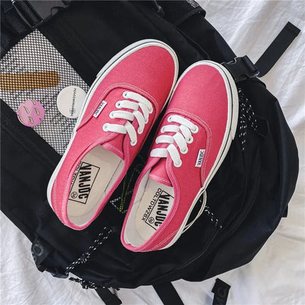 Casual Flats Canvas Sneakers Women Outdoor Solid Color Shallow Sports Shoes Tennis Female Streetwear Lace Up Vulcanize Shoes