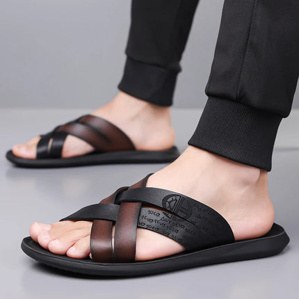 Fashion New Men's Summer Fashionable Comfortable All-Match Beach Shoes Anti-Slip Outdoor Sandals Versatile Slippers