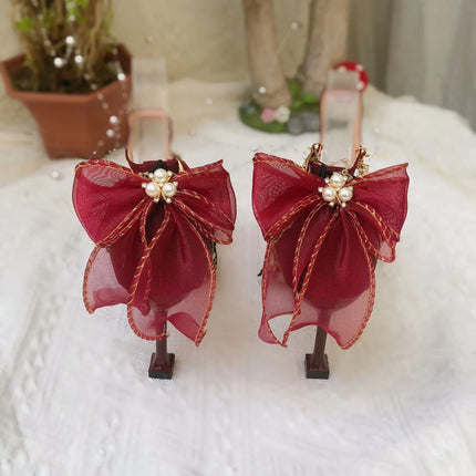Elegant Pointed Toe Women's High Heels Luxury Bow Wedding Shoes Bride Pumps Mary Jane Shoes Kawaii Girl High Heels Women's Shoes