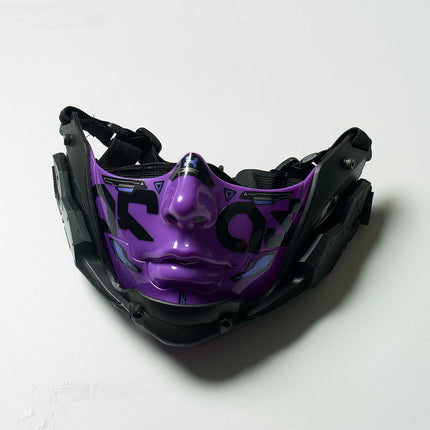 14Color Cyberpunk Half Face Mask Mecha Style Halloween Cosplay Mask Adjustable Strap Breathable Comfort Party Costume Face Cover