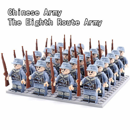 WW2 24pcs/Lot Military Soldiers Building Blocks Set Weapons Soviet US UK China France Army Action Figures Bricks Toys Kids Gifts