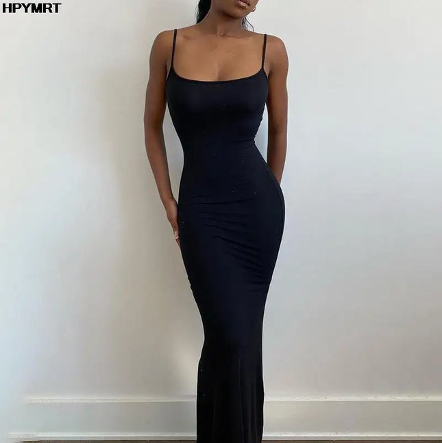 Satin Slip Sleeveless Backless Slim Sexy Maxi Dress Spring Party Y2K Concise Bodycon Elegant Dresses Clothing