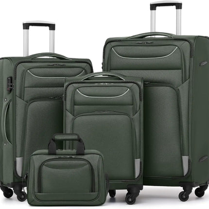 Coolife Luggage 4 Piece Set Suitcase Spinner TSA Lock Softshell lightweight (purple+sliver)