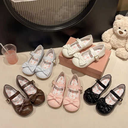 Lolita Mary Jane Shoes for Women Sweet Bowknot Round Toe Flat Shoes Cute Style Daily Princess Ballet Flats Sapatos Femininos