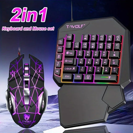 2 In1TF900 Gaming Keyboard and Mouse Set Ergonomic Wireless Gaming Keyboard 7 RGB Backlighting, for PUBG Mobile - product ima