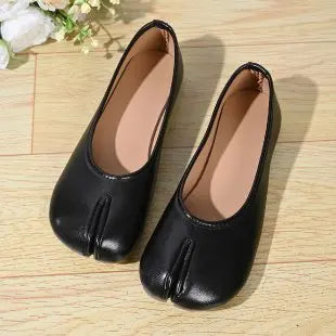 Fashion Soft Leather Split Toe Women Tabi Ballet Flats Spring Autumn Comfortable Walking Lazy Loafers Casual Girls Dance Shoes