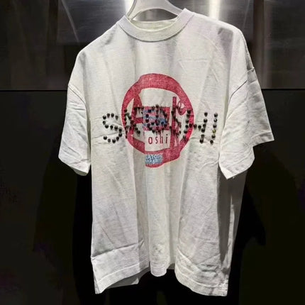 Satoshi New Arrival Carbon Gray Tee High Quality O-Neck Print Oversize Men T Short Sleeve Cotton T-shirts Washing Black White