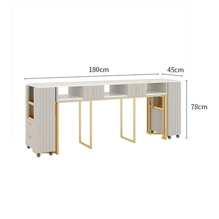 Professional Nail Beauty Salon Furniture Set Luxury Manicure Desk & Chair White Client Table Iron & Metal for Living Room