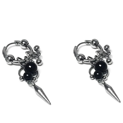 Y2K Spike Rivet Ball Pearl Hoop Earrings for Women Stainless Steel Punk Pointed Drop Earrings Gothic Jewelry Accessories
