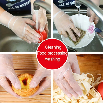 100/200PCS Disposable TPE Gloves, Powder Free and Latex Free, Suitable for Kitchen, Bathroom Cleaning