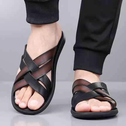 Fashion New Men's Summer Fashionable Comfortable All-Match Beach Shoes Anti-Slip Outdoor Sandals Versatile Slippers