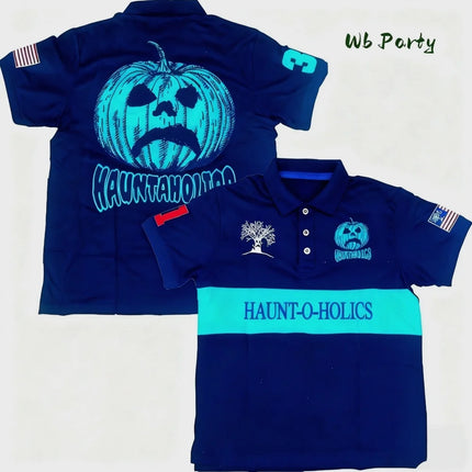 Y2k Haunted Polo Shirt Halloween Pumpkintshirt Polo Shirts for Man Letter Oversized T-Shirt Fashion Baseball Men's Polo T-Shirts