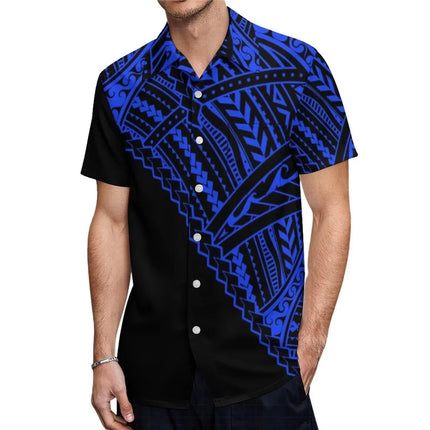 Men's Short Sleeve Shirt 2025 Fashionable Printed Collar Single-Breasted Cardigan Comfortable Casual Men's Clothing