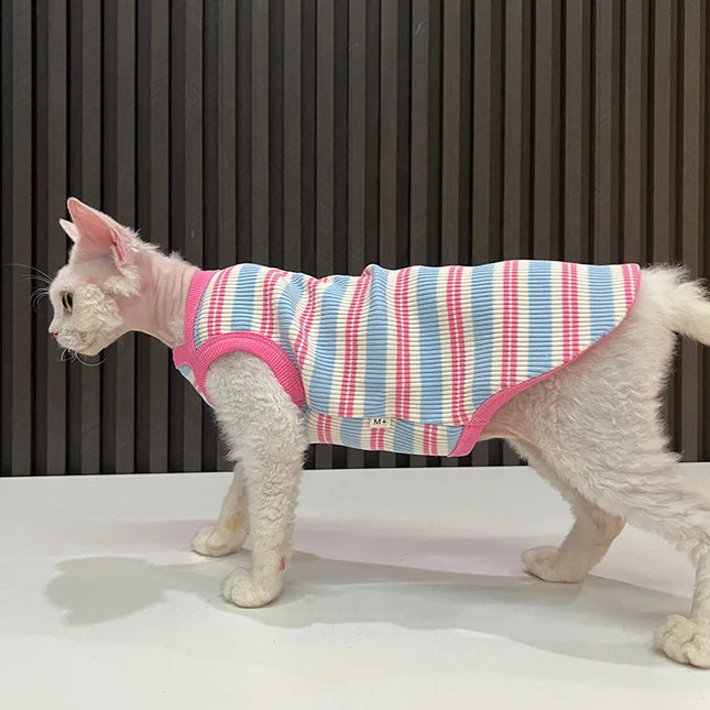 Striped Cat Shirts Stretchy Cat Clothes for Cats Sleeveless Stretchy Puppy Kitten T Shirts Pet Vest Soft - product image 2