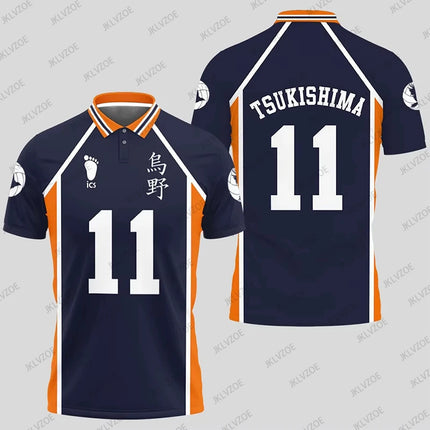 Haikyuu Hinata 10 Cosplay Polo Shirts Summer Shorts Sleeve Men Polos Volleyball Uniform Japan Sports Jerseys Kids Adult Tops