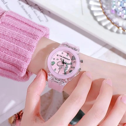 Disney Children Watch Frozen Princess Pattern Led Glowing Flash Fashion Kids Quartz Wristwatch Christmas Gifts