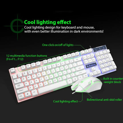 KM320 Keyboard And Mouse Set Waterproof Luminous Game Backlit Keyboard - product image from BSM MART