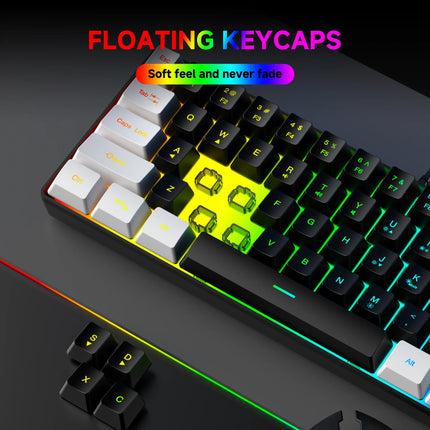 61 Keys RGB Gaming Wired Keyboard Mouse Set Colorful Mini Compact Black White Computer Keypad Mice Set for Office - product i
