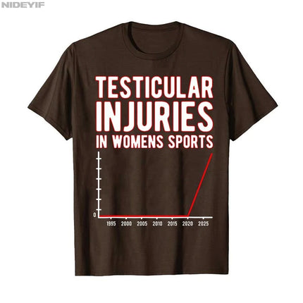 Testicular Injuries in Womens Sports Unwearable Aduld Humor T-shirt For Men Women 100% Cotton T Shirts Short Sleeve Tops P817