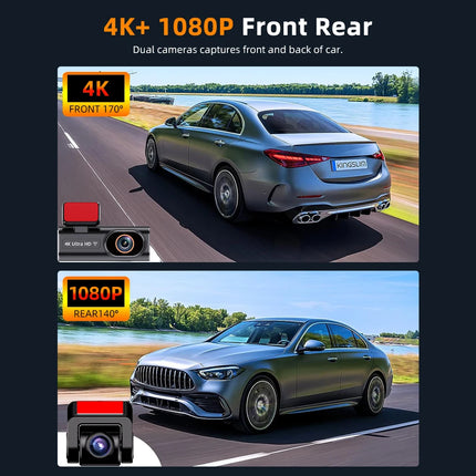 4K Dash Cam Front and Rear Dual Lens Car DVR Camera with WiFi GPS 1080P Night Vision 170° Wide Angle Parking Monitor Loop Record
