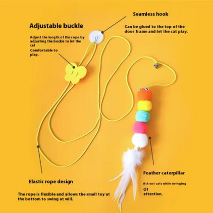 New Cat Hanging Cat Toy Hanging Door Elastic Rope Cat Stick Feather Pet Supplies For Cats And Dogs